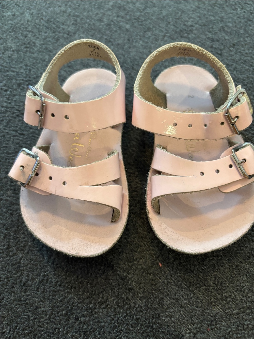 San Sun Sea Wees Toddler Pink Double-Buckle Leather Sandals